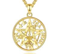INFUSEU Tetragrammaton Kette, 925 Sterling Silber Goldenes Mystisches Symbol Schmuck Amulett Schild Hexe Spirituelle Wiccan Anhänger Schutz Sinnvolle Magische Energie Geschenk für Frauen Männer