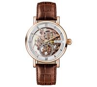 Ingersoll The Herald Herren-Automatikuhr, 40 mm, mit skelettiertem Zifferblatt und echtem Lederarmband I00401B