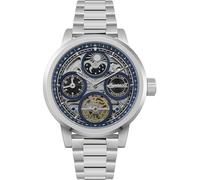 Ingersoll The Arc Herrenuhr 44 mm Automatikuhr mit blauem Skelettziffernblatt und silberfarbenem Edelstahlarmband I16003
