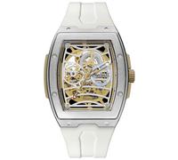 Ingersoll The Challenger 42 mm Automatic Herrenuhr mit weißem Ziffernblatt und weißem PU Armband I12308