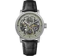 Ingersoll The Guy 44 mm automatische Herrenuhr mit grauem Zifferblatt und schwarzem Lederarmband - I17501