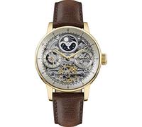 Ingersoll The Jazz 42 mm Automatik-Mondphasenuhr für Herren mit Skeleton-Zifferblatt und Echtlederarmband