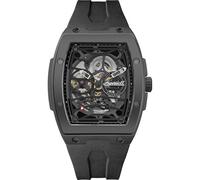 Ingersoll The Rim Herrenuhr 42 mm Automatikuhr mit schwarzem Skelettziffernblatt und schwarzem PU Armband I16201