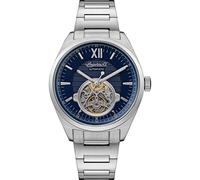 Ingersoll The Shelby Herren-Automatikuhr, 44 mm, mit blauem Zifferblatt mit offenem Herz und silbernem Edelstahlarmband I10902B