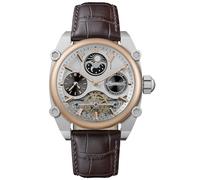 Ingersoll The Varsity 47 mm Automatic Herrenuhr mit weißem Ziffernblatt und braunem Leder Armband I15401