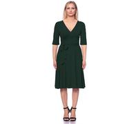 Ingoria AVA wendbares Wickelkleid 3/4 Arm mit schwingendem Rock (Uni) flaschengrün (grün) S (36)