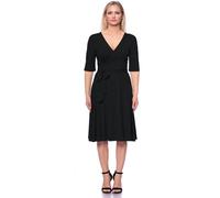Ingoria AVA wendbares Wickelkleid 3/4 Arm mit schwingendem Rock (Uni) schwarz S (36)