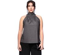 Ingoria COSMA Neckholder Blusentop mit Schluppe (Uni) anthrazit mit Glitzergarn XXL (44)