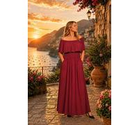 Ingoria Eliana Maxikleid mit Carmen-Ausschnitt (Uni) bordeaux XL (42)