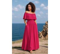 Ingoria Eliana Maxikleid mit Carmen-Ausschnitt (Uni) fuchsia XL (42)