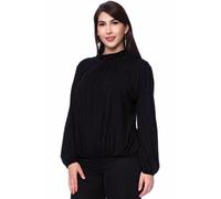 Ingoria LESLY Blusenshirt mit locker fallenden Stehkragen (Uni) Schwarz XL