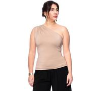 Ingoria LU Top mit asymmetrischer Schulterpartie beige mit Glitzergarn(natur) L (40)