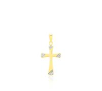 INGRID KREUZ 3 Unisex Anhänger Gold Bicolor 585 (14 Karat) Religiöses Kreuz Ohne Stein