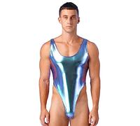 inhzoy Herren Metallic Bodysuit Wetlook Body Stringbody Sport Unterhemd Tank Top Thong Leotard Trikot Unterwäsche Party Clubwear A_Bunt XXL