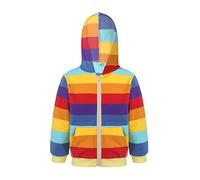 inhzoy Kinder Teenager Mädchen Hoodie Regenbogen Gestreifte Kapuzenpullover Langarmshirt Locker Sport Freizeit Top Herbst Frühling Streetwear Regenbogenfarbe D 116