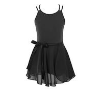 inhzoy Mädchen Ballettkleidung Ballettkleid Set Tanz Ballett Trikot Body mit Wickelrock Chiffon Gymnastik Tanzkleidung Set Schwarz 146-152/11-12 Jahre