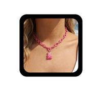 Inilbran Boho Blau Gummibärchen Halskette Vintage Cartoon Bär Anhänger Halskette Rosa Niedlich Teddy Choker Halsketten Klobige Büroklammer Kette Halsketten Schmuck Für Frauen