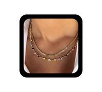Inilbran Boho Bunte Strass Halskette Choker Geschichtet Regenbogen Kristall Halskette Kette Multi Farbe Halsketten Gold Schlange Kette Halskette Schmuck Für Frauen Und Mädchen