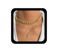Inilbran Punk Geschichtet Engel Anhänger Halskette Vintage Amor Engel Choker Halskette Gold Cherub Schutzengel Kette Halsketten Amor Ästhetischen Kubanischen Kette Halsketten Schmuck Für Frauen