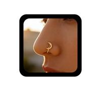 Inilbran Punk-Mond-Clip-on-Nasenring, Vintage-Mond-Fake-Nasenring, Gold-Halbmond-Nasenmanschette, Creolenring, nicht durchbohrter Nasenring, Schmuck für Frauen und Mädchen