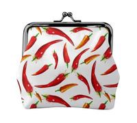 Ink Chili Pepper Print Coin Purse Kiss-lock Change Purse Wallets, Small PU Leather Coin Purse for Women
