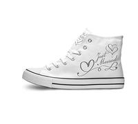 INKICKS - weißer Sneaker Bedruckt mit Just Married Design personalisierbar Gr. 42 I Hochzeitsgeschenk I Für Damen & Herren I Individuelle Anfertigung nach Kundenbestellung