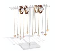 inkihuit Kettenständer Kettenhalter Schmuckständer mit 42 Haken, Acryl-Halsketten-Organizer, Transparent Ketten Halterung Schmuck, Geeignet für Ohrringe, Armbänder, Ketten und Ringe