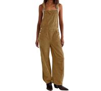 INLANDSIS Baggy Cord-Overall für Damen, lässig, verstellbare Träger, ärmellos, weites Bein, Overall mit Taschen, Winter, Herbst, Boyfriend, taupe, M
