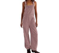 INLANDSIS Baggy Cord-Overall für Damen, lässig, verstellbare Träger, ärmellos, weites Bein, Overall mit Taschen, Winter, Herbst, Boyfriend, rose, L