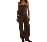 INLANDSIS Baggy Cord-Overall für Damen, lässig, verstellbare Träger, ärmellos, weites Bein, Overall mit Taschen, Winter, Herbst, Boyfriend, braun, S