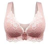 INLLADDY BH Damen Ohne Bügel Große Größen Vorn Zu Schließen BHS, Hohe Belastung, Gymnastik, Komfort, Sport-BHS, Trainieren, Fitness, Yoga, Activewear Rosa 8L EU 115B