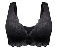 INLLADDY BH Damen Ohne Bügel Große Größen Vorn Zu Schließen BHS, Hohe Belastung, Gymnastik, Komfort, Sport-BHS, Trainieren, Fitness, Yoga, Activewear Schwarz 8L EU 115B