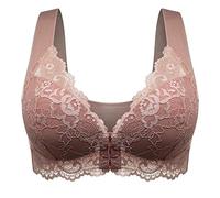 INLLADDY BH Damen Ohne Bügel Große Größen Vorn Zu Schließen BHS, Hohe Belastung, Gymnastik, Komfort, Sport-BHS, Trainieren, Fitness, Yoga, Activewear Kaffee 7L EU 110B