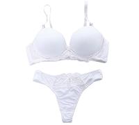 INLLADDY Unterwäsche Frauen Set BH Und Slip Große Größen Unterwäsche-Set Für Damen, Volle Abdeckung, Spitzen-Sport-BHS Und Höschen, Tanga, Übergröße, Kabelloser Alltags-BH Weiß 90C EU 90C