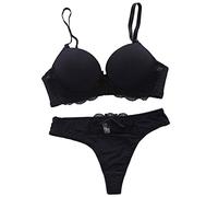 INLLADDY Unterwäsche Frauen Set BH Und Slip Große Größen Unterwäsche-Set Für Damen, Volle Abdeckung, Spitzen-Sport-BHS Und Höschen, Tanga, Übergröße, Kabelloser Alltags-BH Schwarz 95A EU 95A