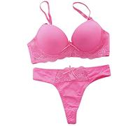 INLLADDY Unterwäsche Frauen Set BH Und Slip Große Größen Unterwäsche-Set Für Damen, Volle Abdeckung, Spitzen-Sport-BHS Und Höschen, Tanga, Übergröße, Kabelloser Alltags-BH Rosa 90A EU 90A