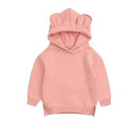 inlzdz Baby Kapuzenpullover Mädchen Jungen Pullover Hoodie Oberteil Fleece Gefüttert Sweatshirts mit Kapuze 3D Ohren Kinder Kleinkind Casual Hellrosa 80-92