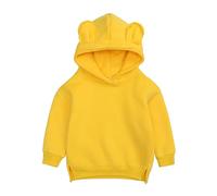 inlzdz Baby Kapuzenpullover Mädchen Jungen Pullover Hoodie Oberteil Fleece Gefüttert Sweatshirts mit Kapuze 3D Ohren Kinder Kleinkind Casual Gelb 80-92