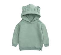 inlzdz Baby Kapuzenpullover Mädchen Jungen Pullover Hoodie Oberteil Fleece Gefüttert Sweatshirts mit Kapuze 3D Ohren Kinder Kleinkind Casual Grün 80-92
