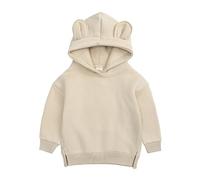 inlzdz Baby Kapuzenpullover Mädchen Jungen Pullover Hoodie Oberteil Fleece Gefüttert Sweatshirts mit Kapuze 3D Ohren Kinder Kleinkind Casual Apricot 74-80