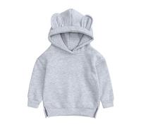 inlzdz Baby Kapuzenpullover Mädchen Jungen Pullover Hoodie Oberteil Fleece Gefüttert Sweatshirts mit Kapuze 3D Ohren Kinder Kleinkind Casual Grau 74-80