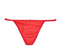 inlzdz Damen G-String Glatt Satin Micro Mini Slip Ouvert-Panties Hipster Frauen Unterhose Low Rise T-Back Thong Dessous Unterwäsche Rot XXL
