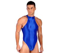 inlzdz Herren Body Stringbody Bodysuit High Cut ärmellos Gymnastik Leotard Wrestling Singlet Unterhemd Unterwäsche Jumpsuits für Gymnastik Training Blau XL