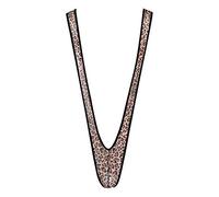 inlzdz Herren Mankini G-String Tanga Slips Männner Unterhose Bulge Pouch Thong Panties Badeanzug Badehose Bikini Strand Unterwäsche Leopard One Size