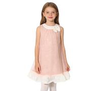 inlzdz Kinder Mädchen Denim Kleid Casual Sommerkleid Ärmelloses Kleid Casual Sommerkleid Süßes Mädchenkleid Abendkleid Mädchenkleider Urlaub Rosa 98-104