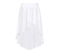 inlzdz Mädchen Chiffon Ballett Rock Tanzrock Wickelrock Tanz Röckchen Latein Rumba Latin Rock Minirock Kinder Tanzkostüm Gr.116-164 Weiß 146-152