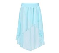 inlzdz Mädchen Chiffon Ballett Rock Tanzrock Wickelrock Tanz Röckchen Latein Rumba Latin Rock Minirock Kinder Tanzkostüm Gr.116-164 Hellblau 110-116