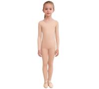 inlzdz Mädchen Nahtlose Thermo Unterwäsche Set Langarm Shirt Unterhemd Lange Unterhose Leggings Warm Ballett Tanz Unterwäsche Hautfarbe 116-140