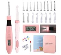 INMAKER Led Häkelnadel Set mit Licht, 18in1 Beleuchtete Häkelnadel set ergonomisch, 2-14mm Häkelnadeln Set Geschenke für Strickliebhaber