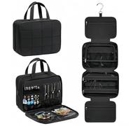 INMORVEN Kosmetiktasche zum Aufhängen - Kulturbeutel Damen Reise mit Schmuckfach, großes Fassungsvermögen, puffiges Design & 360° Haken (Schwarz, M)